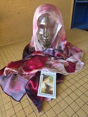 Hopeless Romantic 100% Silk Scarf NWT Floral Art Print 19x68